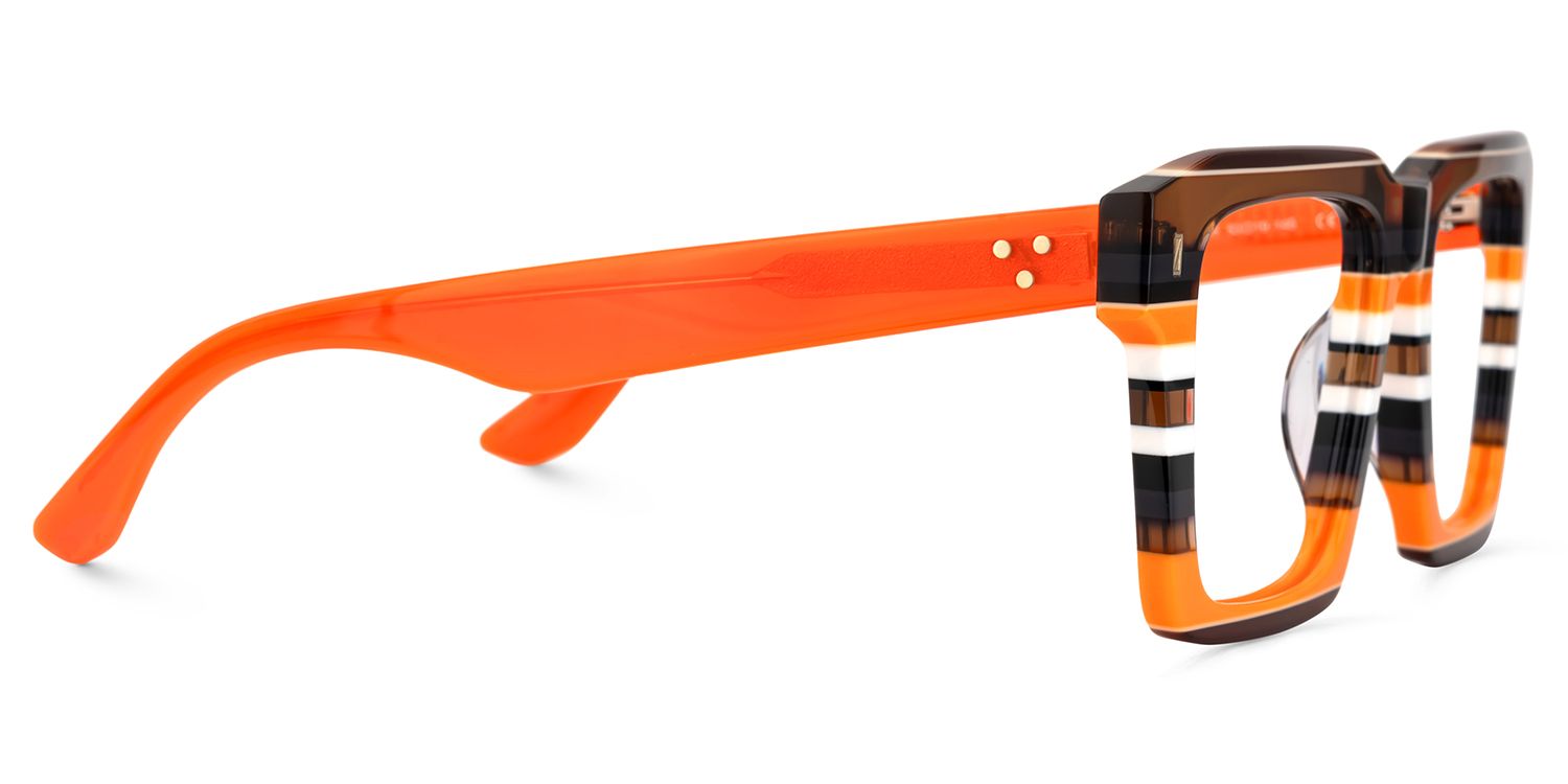 Kenish Orange-Braun Quadratisch Brille3