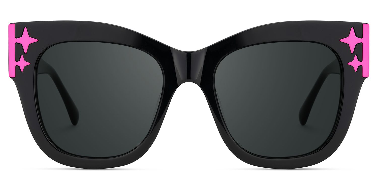 Minfia Schwarz-Rosa Quadratisch Acetat Brille0
