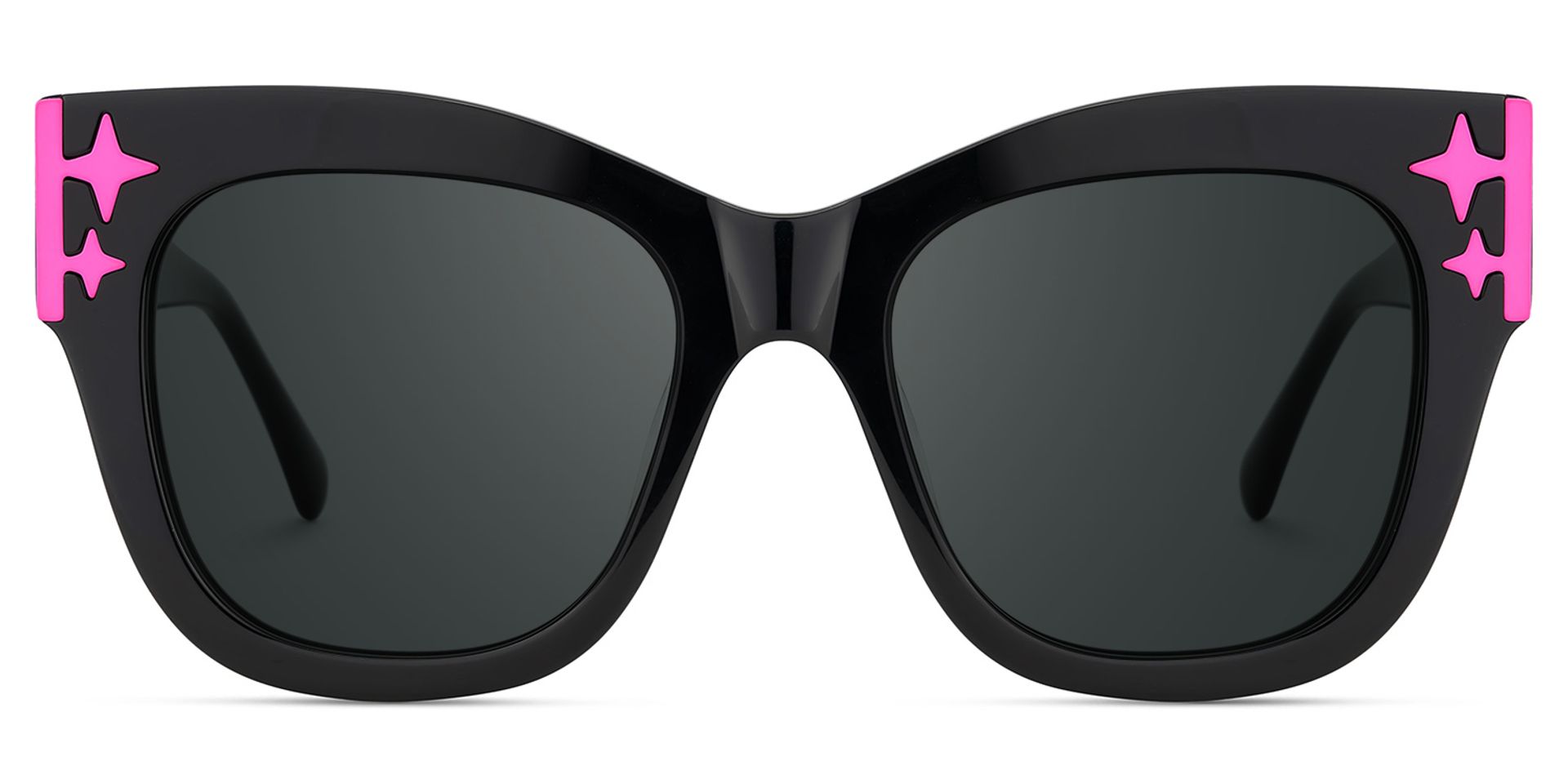 Minfia Schwarz-Rosa Quadratisch Acetat Brille0