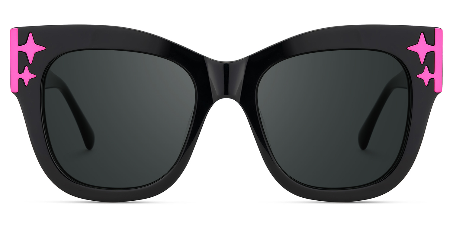 Minfia Schwarz-Rosa Quadratisch Brille gutes Bild