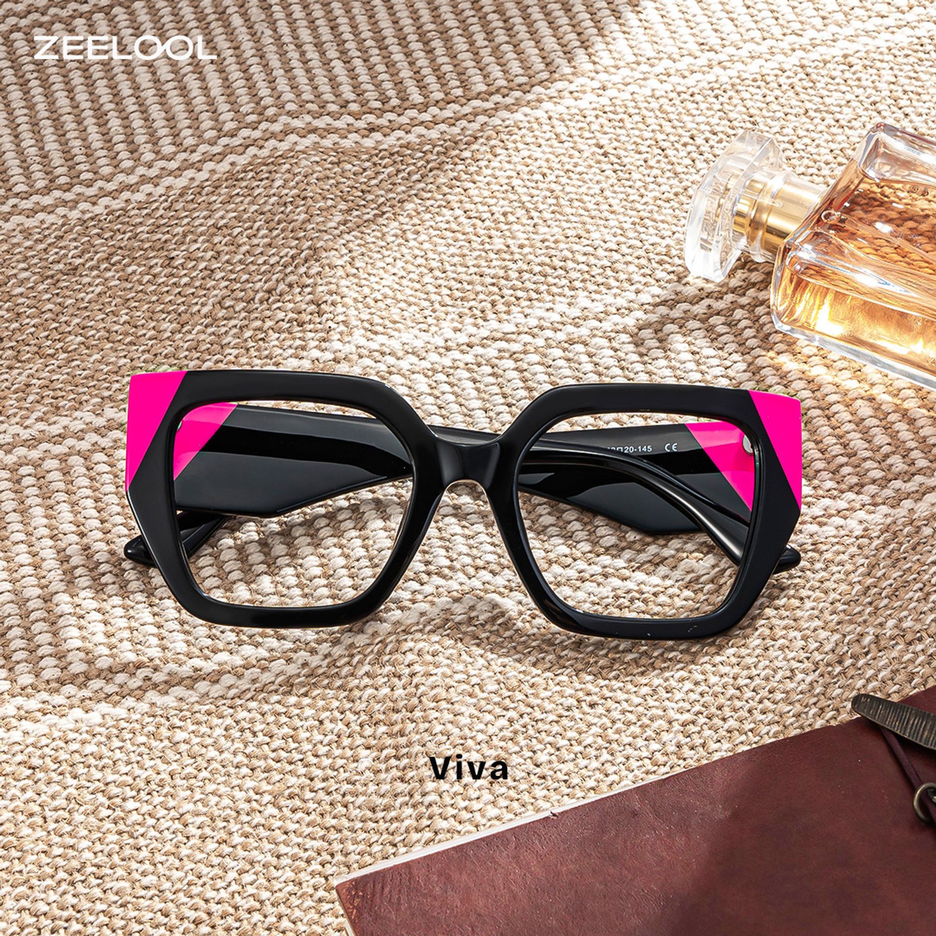 Viva Schwarz Quadratisch Brille1