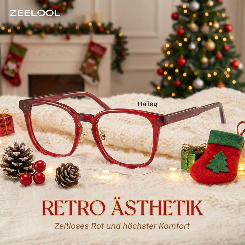 Hailey Rot Quadratisch Brille