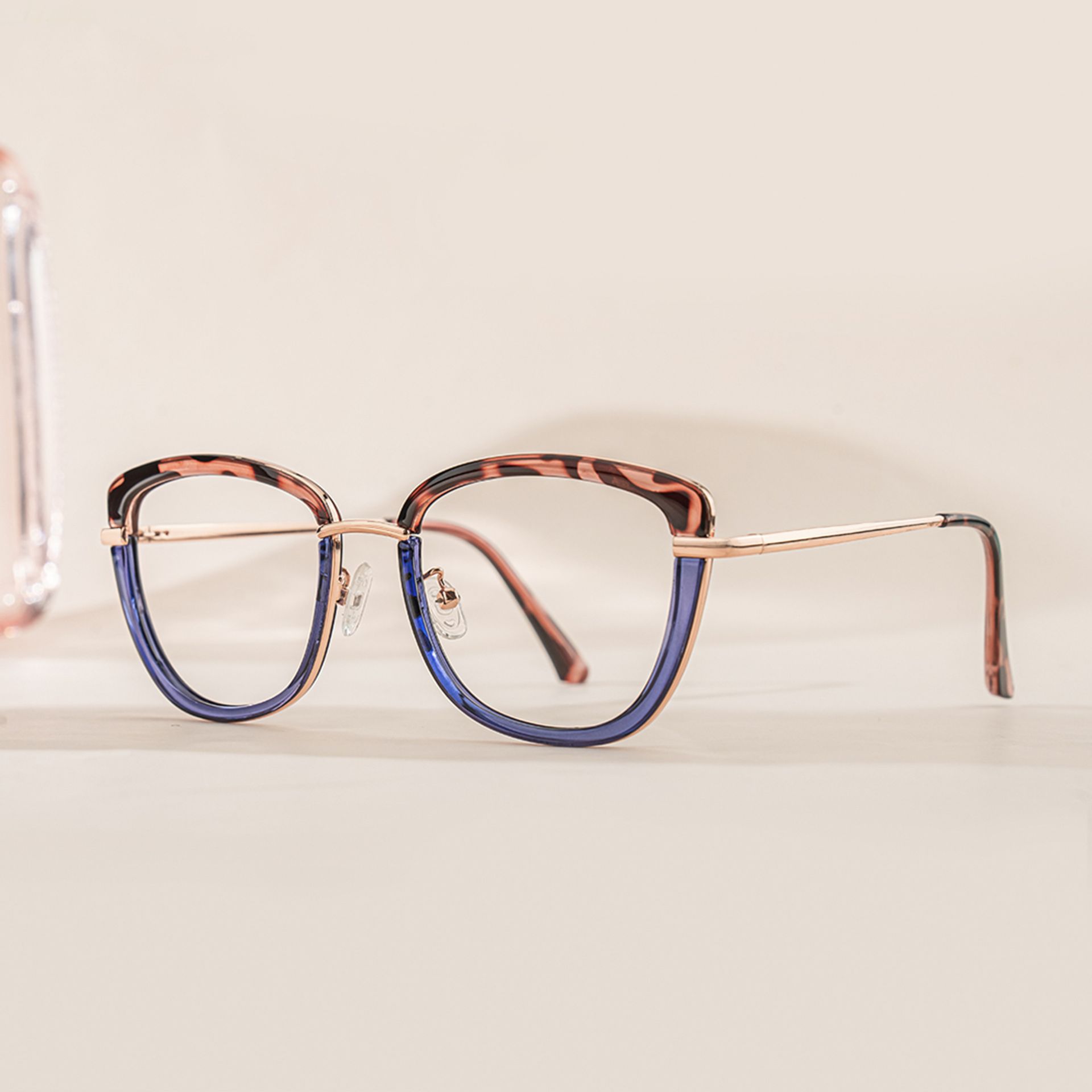 Adriana Blau Rechteckig Brille0