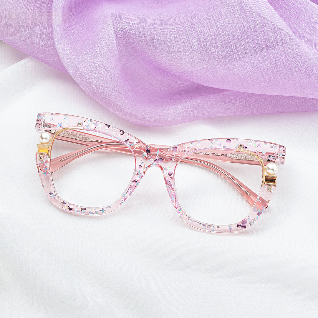 Pearl Rosa Cateye Gemischte Materialien Brille3