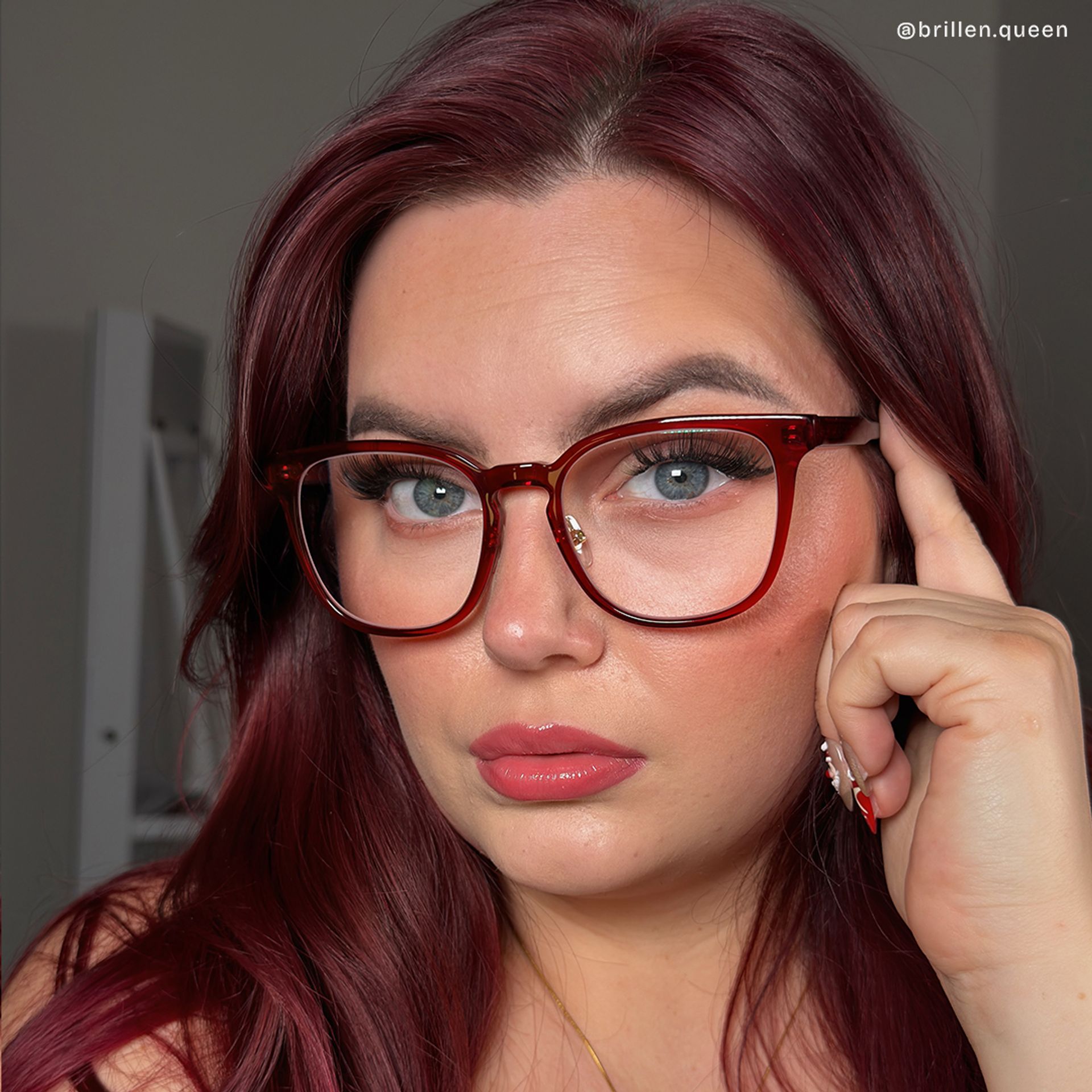 Hailey Rot Quadratisch Brille10