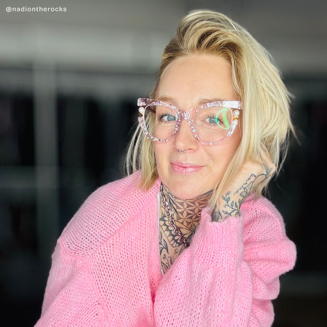 Pearl Rosa Cateye Gemischte Materialien Brille9