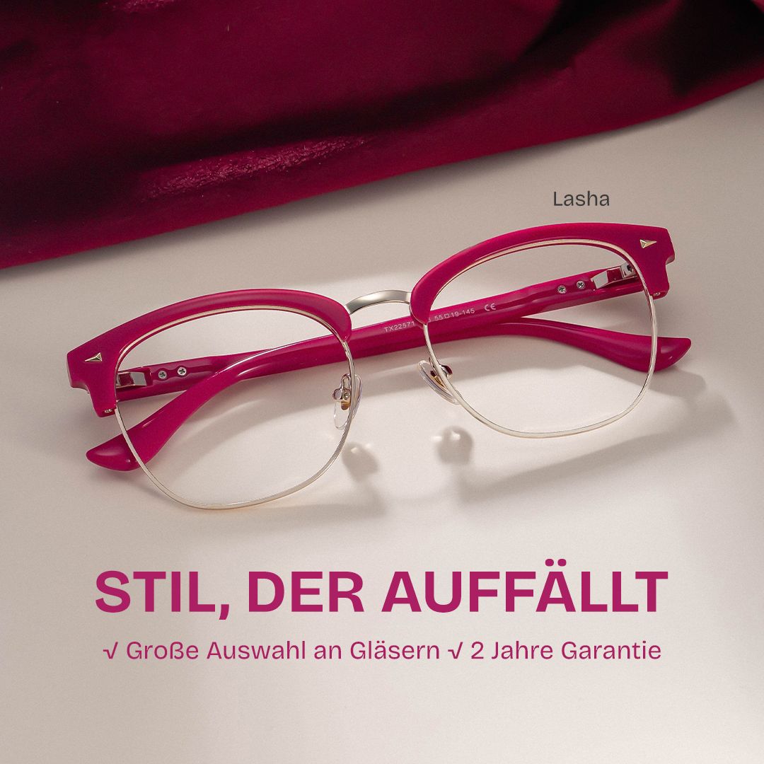 Lasha Rosa Browline-Brille mit gemischtem Rahmen für Damen | ZEELOOL0