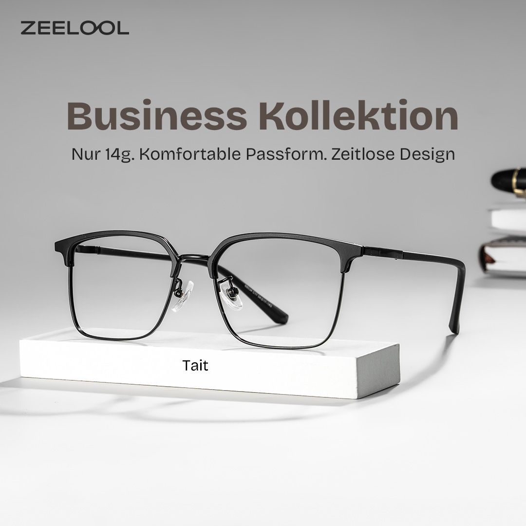 Tait Schwarz Rechteckig Brille0