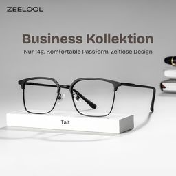 Tait Schwarz Rechteckig Brille0