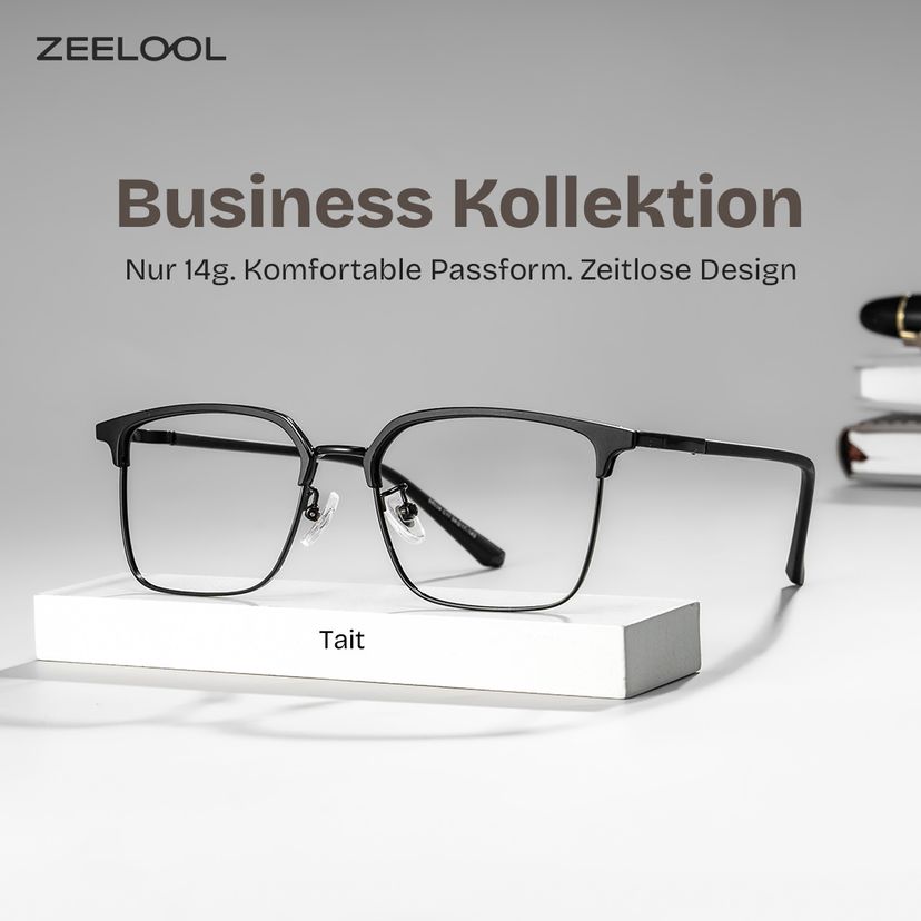 Tait Schwarz Rechteckig Brille