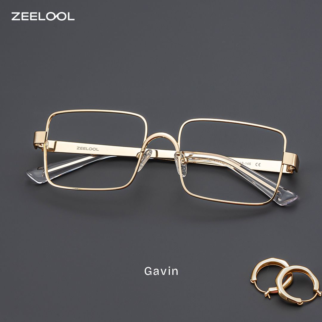Gavin Gold Rechteckig Brille1