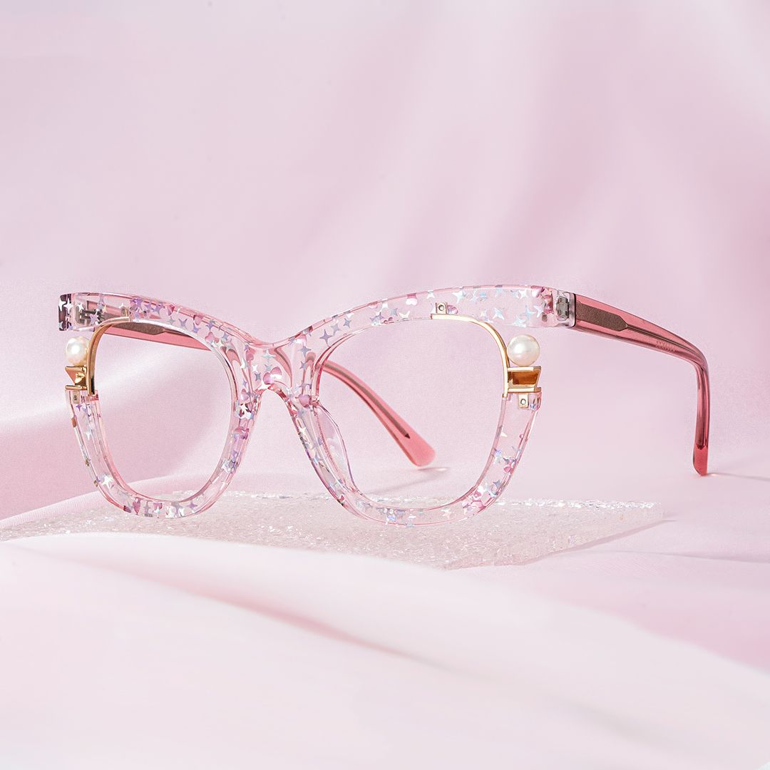 Pearl Rosa Cateye Gemischte Materialien Brille0