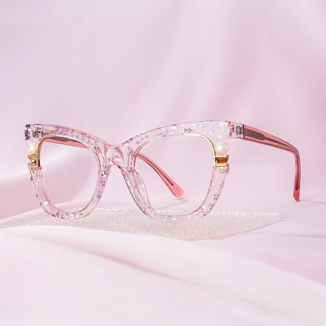 Pearl Rosa Cateye Gemischte Materialien Brille2