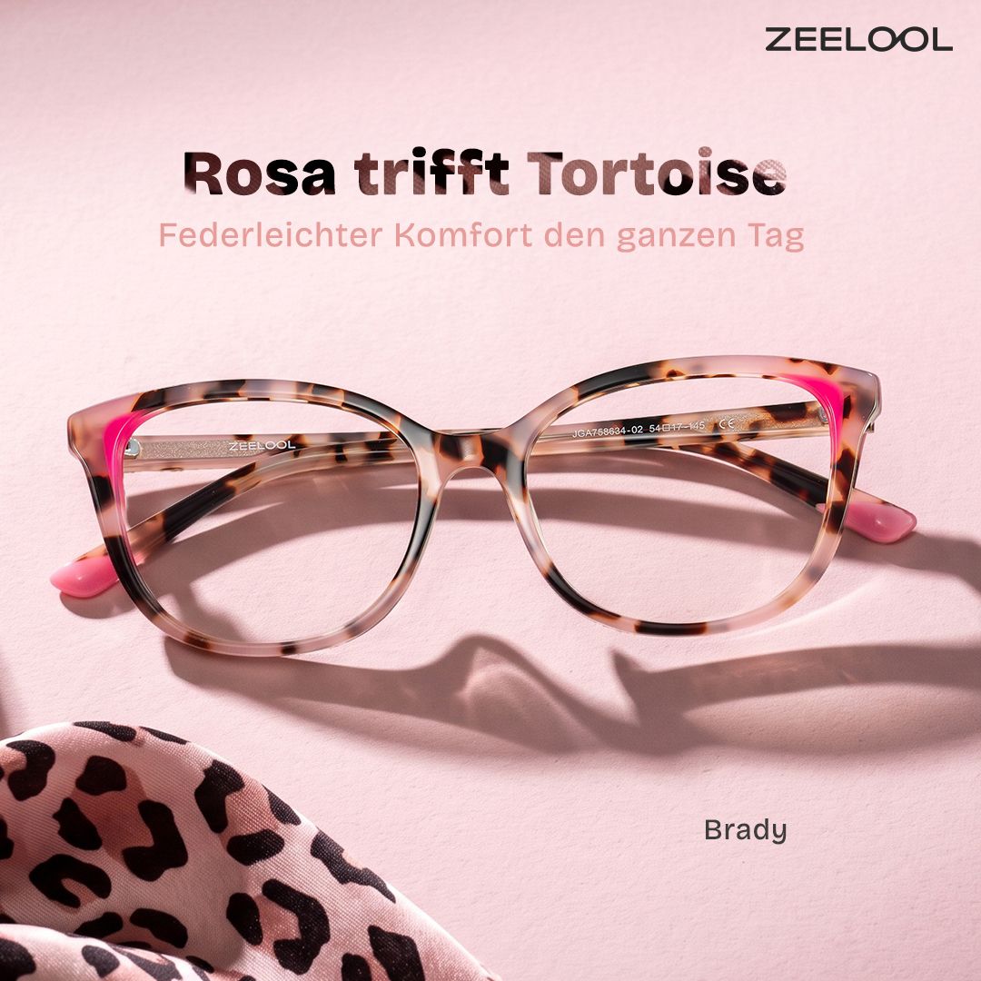 Brady Schmetterlingsbrille mit rosa Schildpatt-Rahmen für Damen | ZEELOOL0