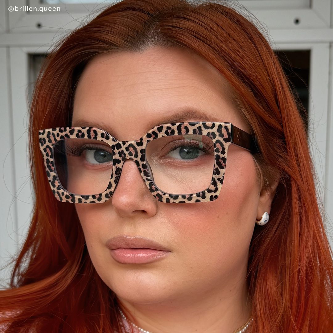 Megan quadratische Acetatrahmenbrille mit Leopardenmuster für Damen | ZEELOOL8