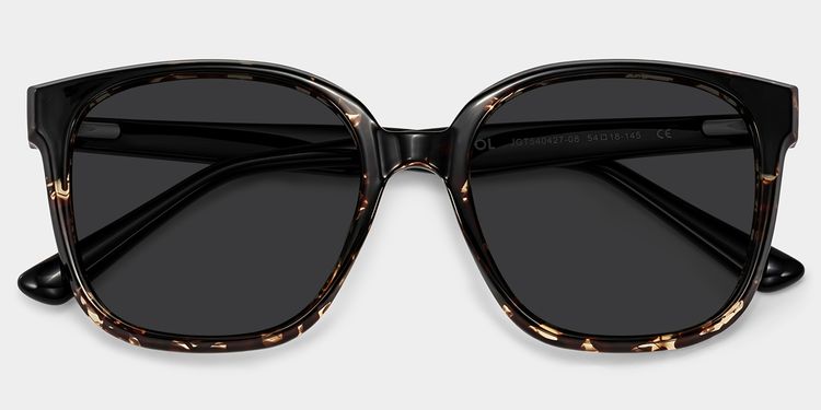 Siner Schwarz-Tortoise Quadratisch Sonnenbrille