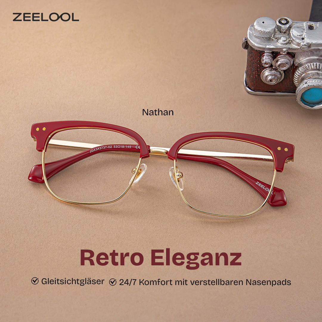 Nathan Rot Browline Brille0