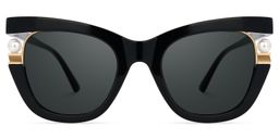 Pearl Schwarz Cateye Sonnenbrille0