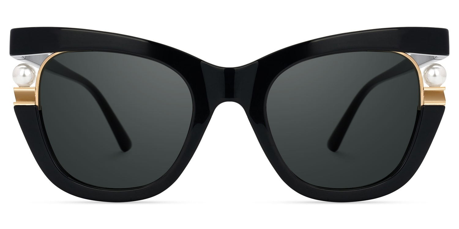 Pearl Schwarz Cateye Gemischte Materialien Brille0
