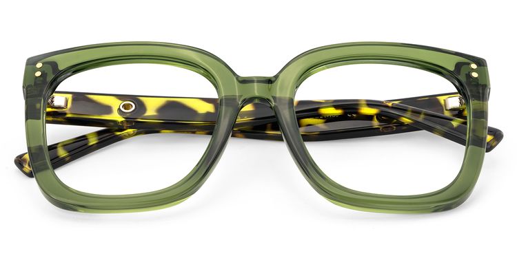 Ebony Grün-Tortoise Quadratisch Brille