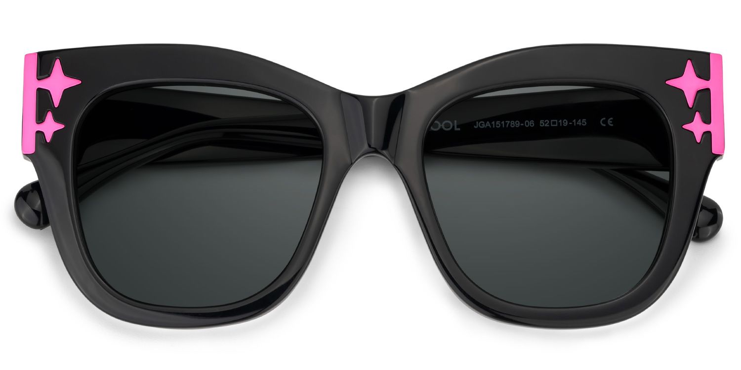 Minfia Schwarz-Rosa Quadratisch Acetat Brille1