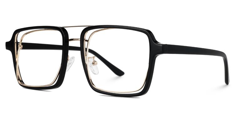 Nellie Schwarz-Gold Pilot Brille