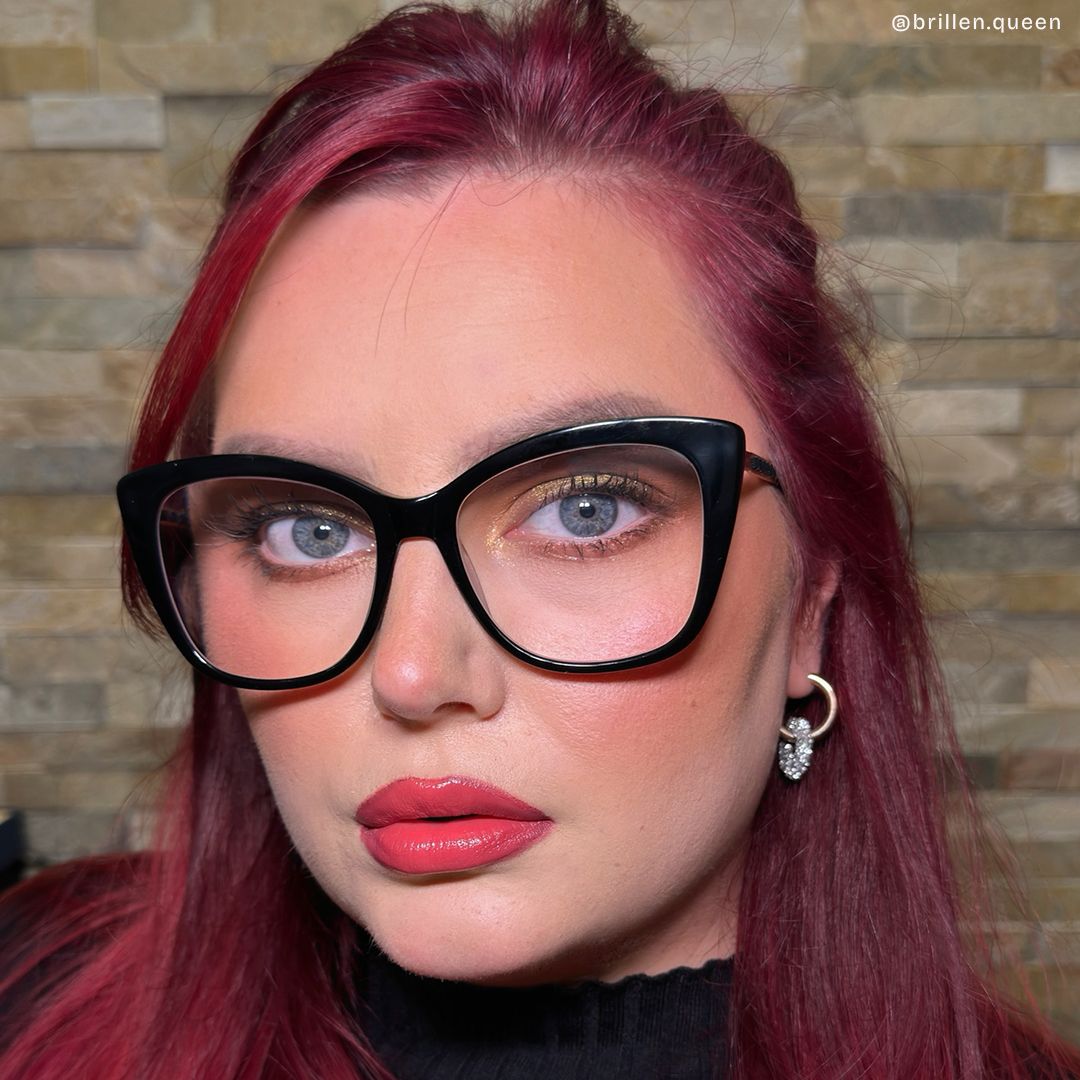 Deangela Schwarz Cateye Gemischte-Materialien Brille7