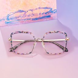 Chris Lila-Blumendruck Quadratisch Brille0