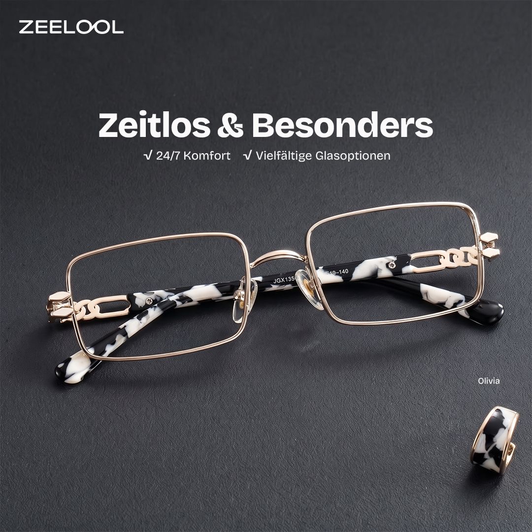 Olivia Rechteckige Brille in Hellgold | ZEELOOL1