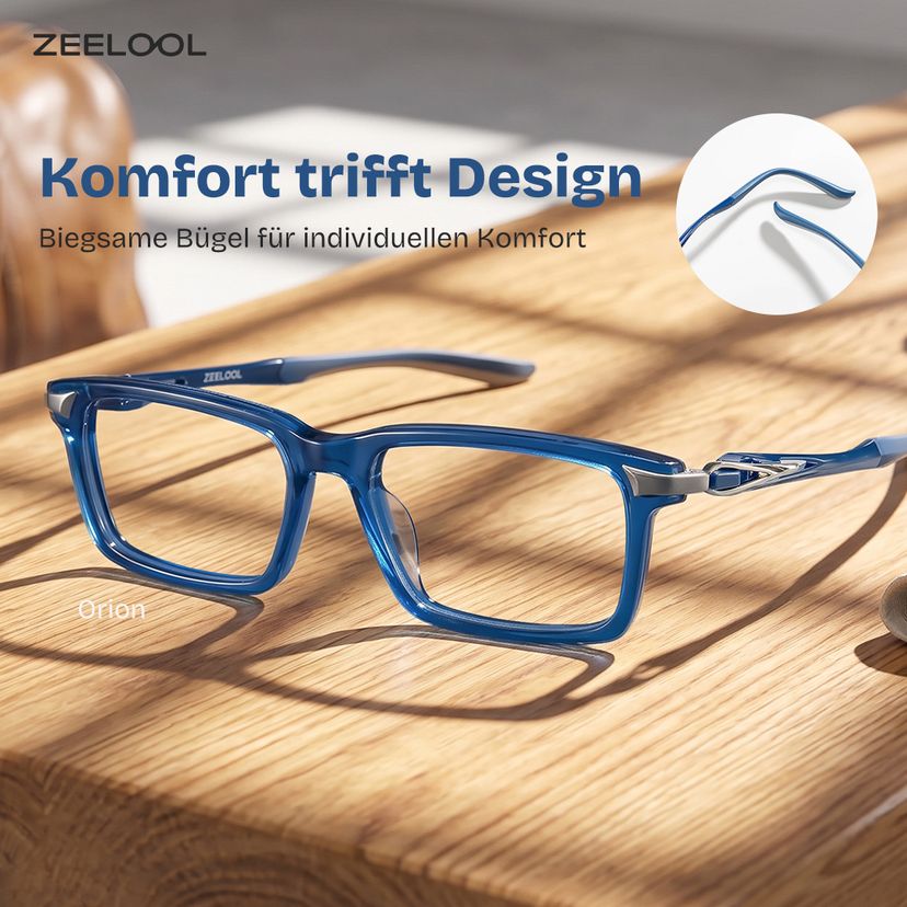 Orion Blau Rechteckig Brille