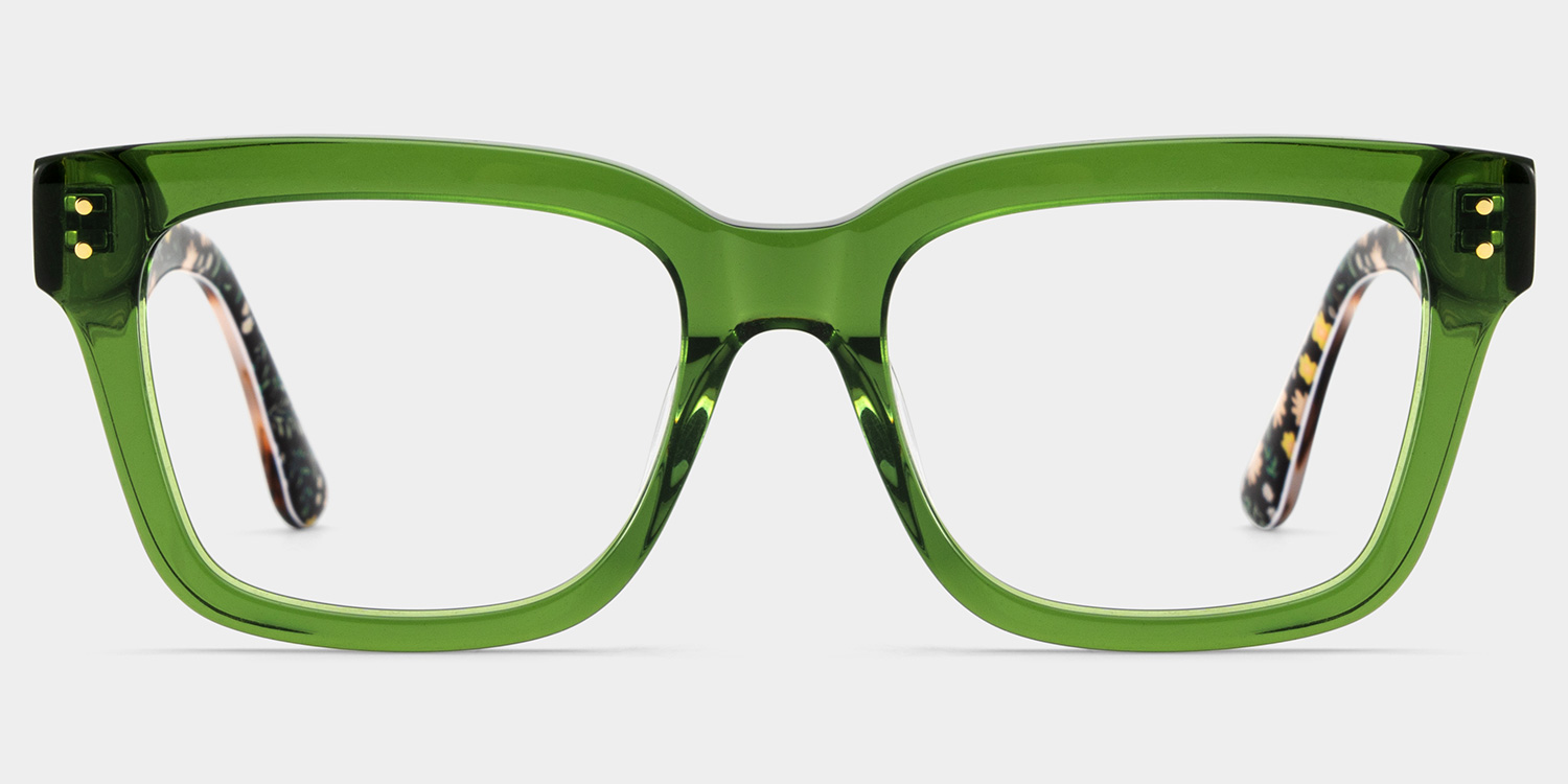 Zinnia Grün Rechteckig Brille0