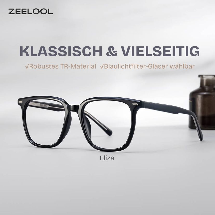 Eliza Schwarz Quadratisch Brille