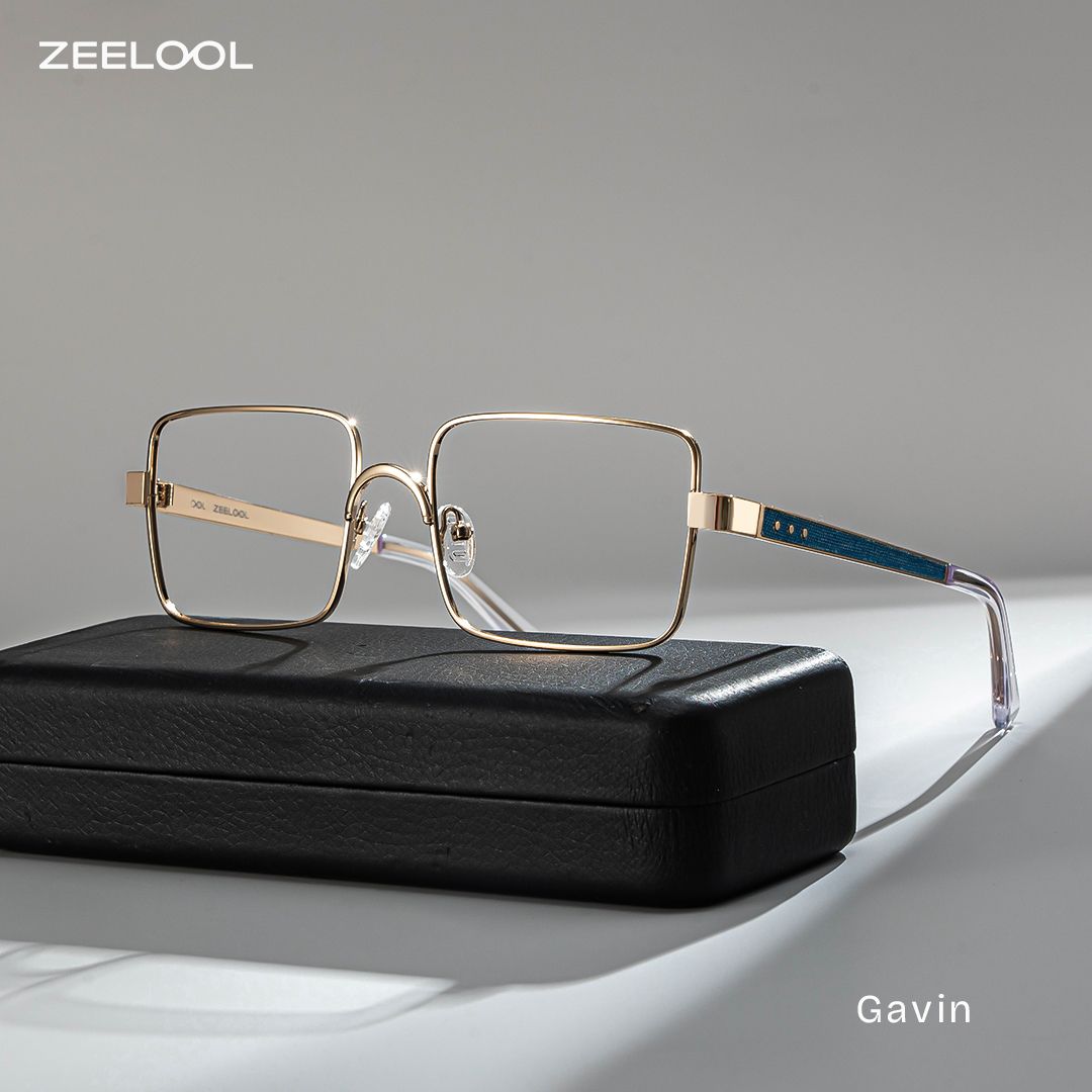 Gavin Gold Rechteckig Brille0