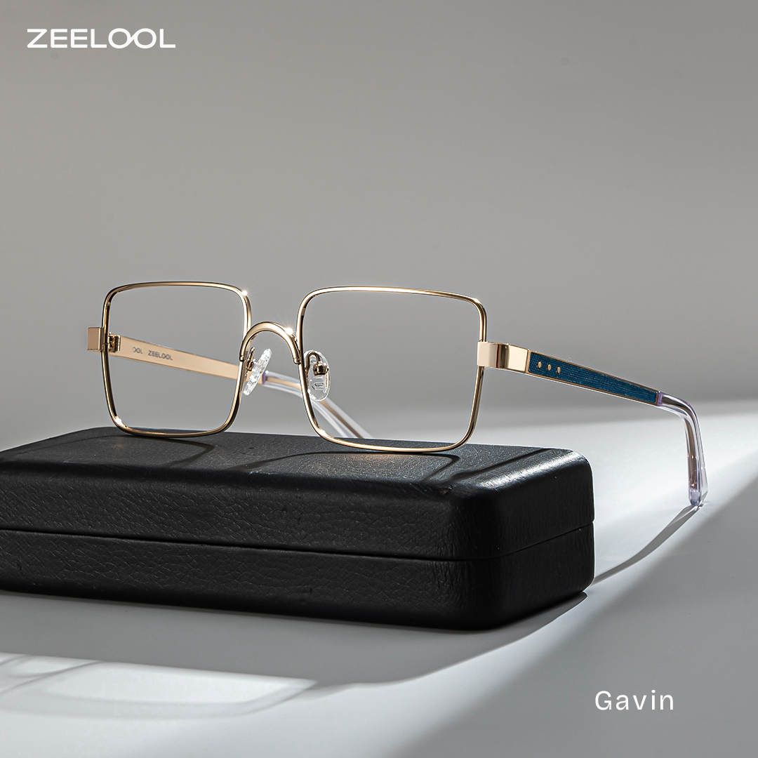 Gavin Gold Rechteckig Brille1