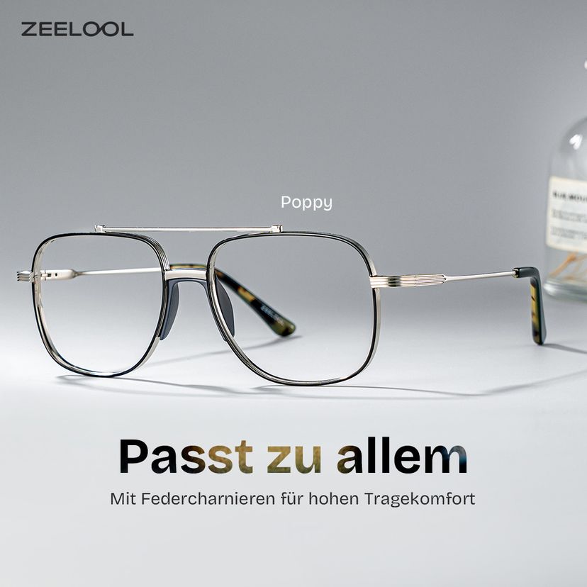 Poppy Schwarz Pilot Brille