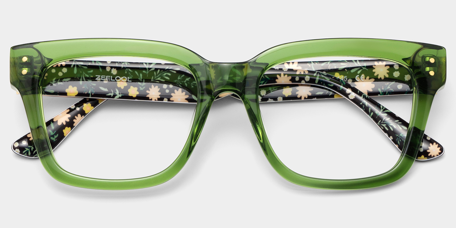 ZEELOOL Zinnia Grün Rechteckig Brille