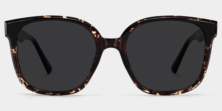 Siner Schwarz-Tortoise Quadratisch Sonnenbrille