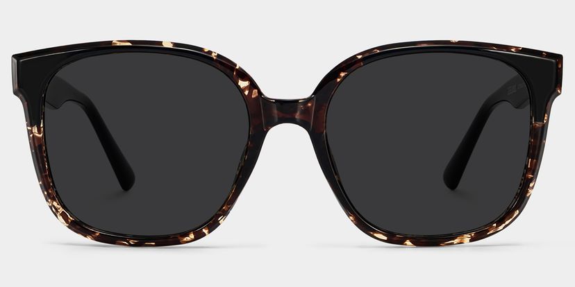 Siner Schwarz-Tortoise Quadratisch Sonnenbrille
