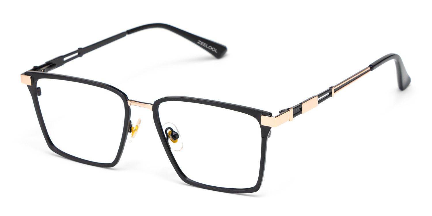 Finn Schwarz Rechteckig Metall Brille2