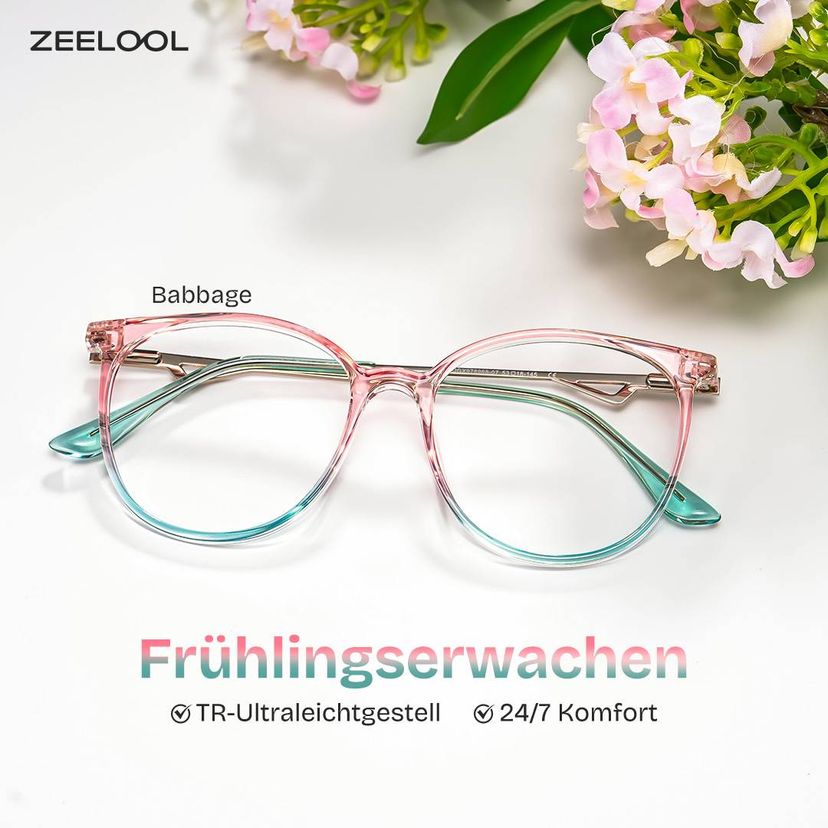 Babbage Rosa-Grün Rund Brille