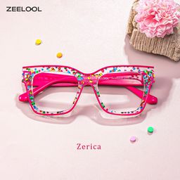 Zerica Rosa-Rot Quadratisch Brille1