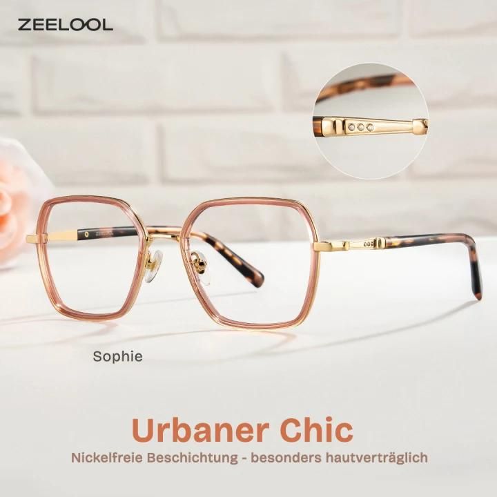 Sophie Rosa Geometrische Brille mit Materialmix-Gestell für Damen | ZEELOOL0