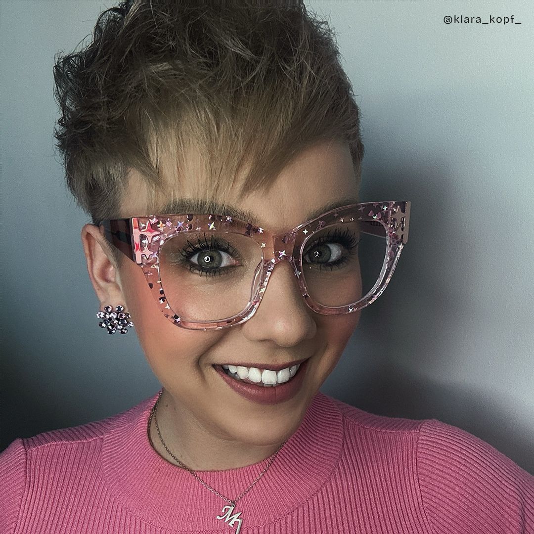 Minfia Rosa Klar Quadratisch Acetat Brille8