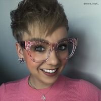 Minfia Rosa Kristall Quadratisch Brille8