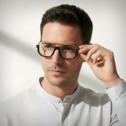 Oromiya Schwarz-Gold Pilot Brille9