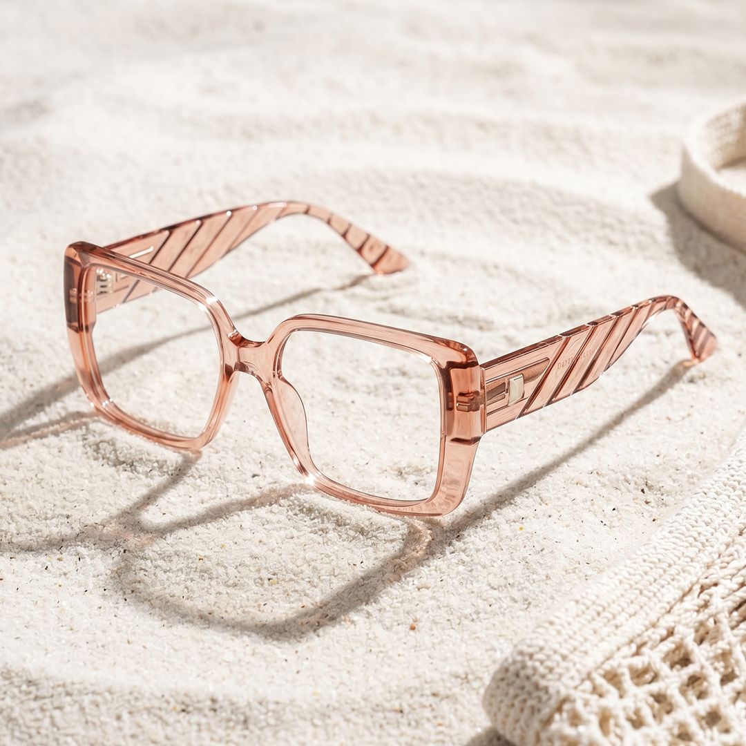 Maya Dicke Braune Quadratische Brille mit Transparentem Rahmen Online | ZEELOOL2