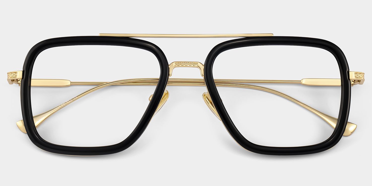 Gifford Schwarz Gold Pilot Brille1