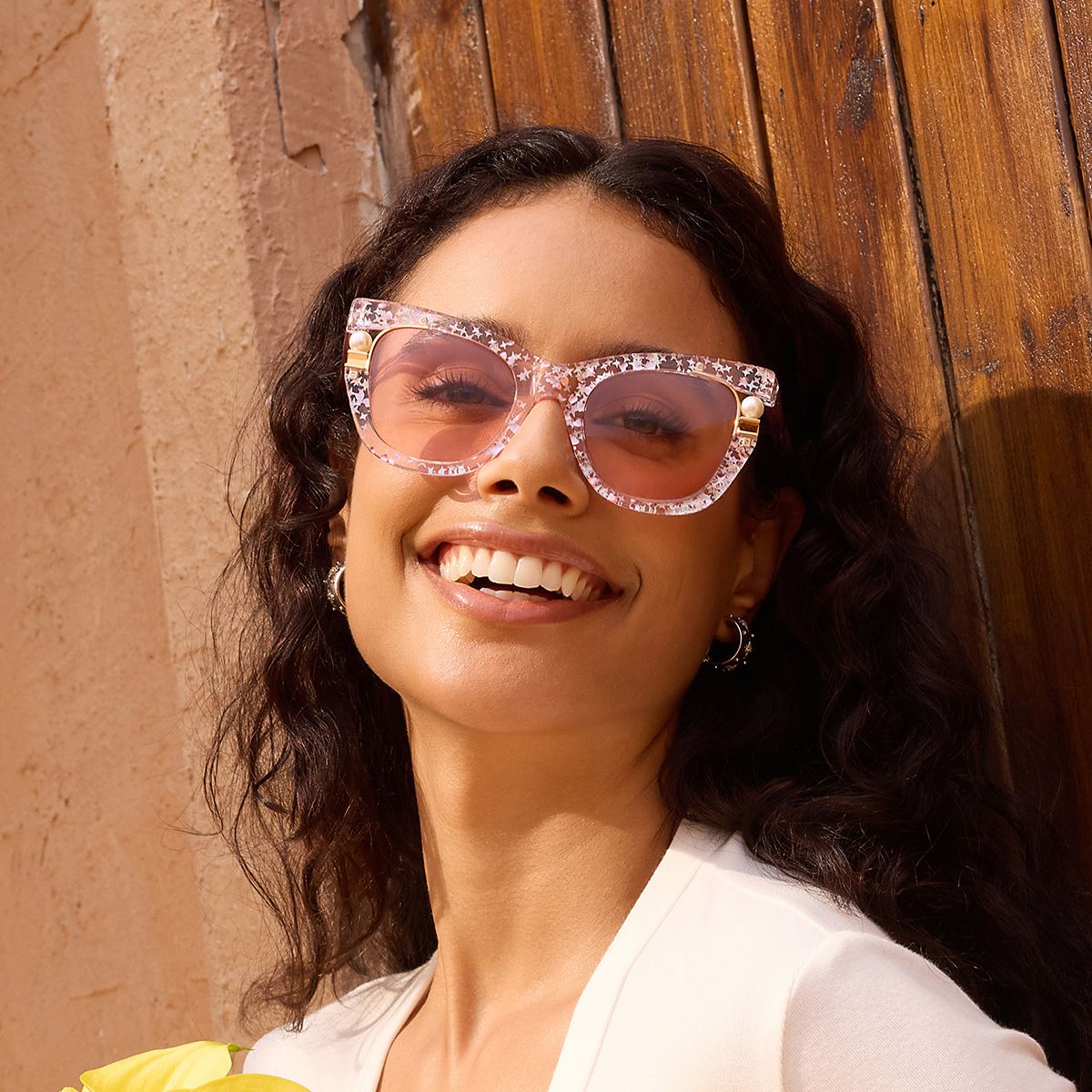 Pearl Rosa Cateye Gemischte Materialien Brille1