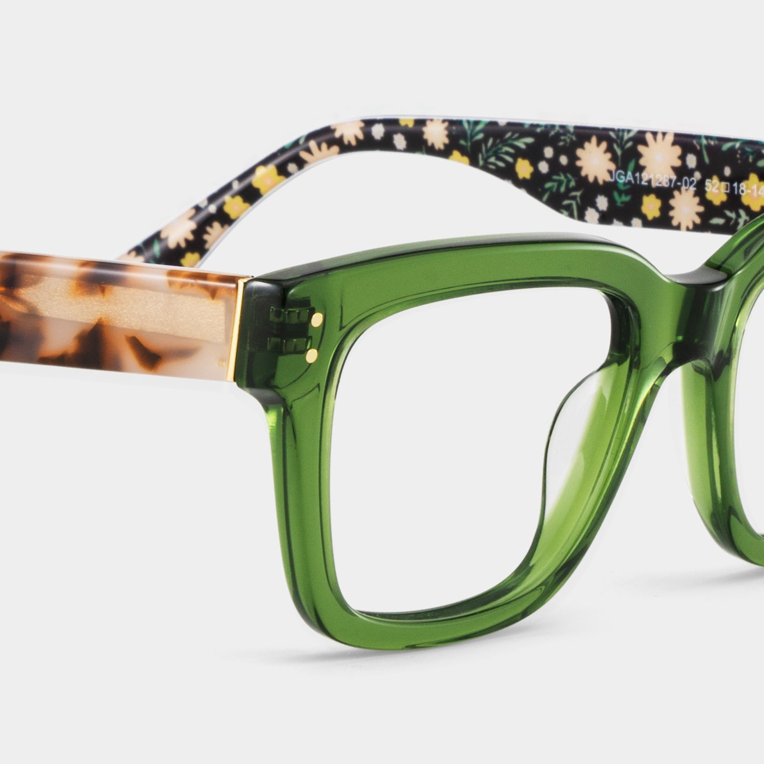 Zinnia Grün Rechteckig Brille7