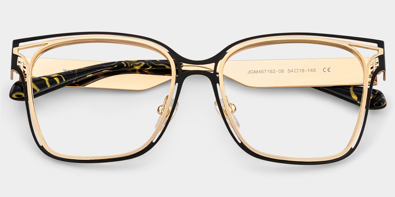 Dacarine Schwarz-Gold Quadratisch Metall Brille3